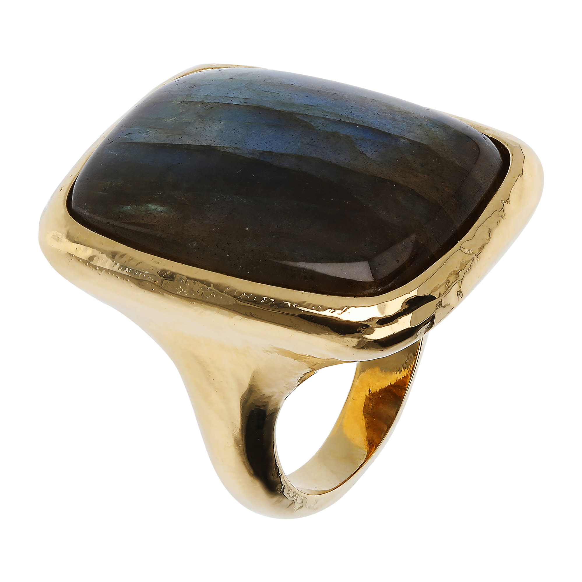 Anello Chevalier con Pietra Naturale Labradorite Rettangolare