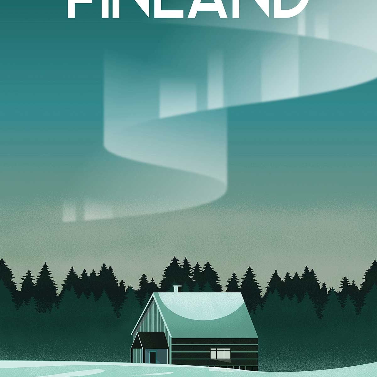 Affiche voyage Laponie finlandaise Affiche sous cadre bois