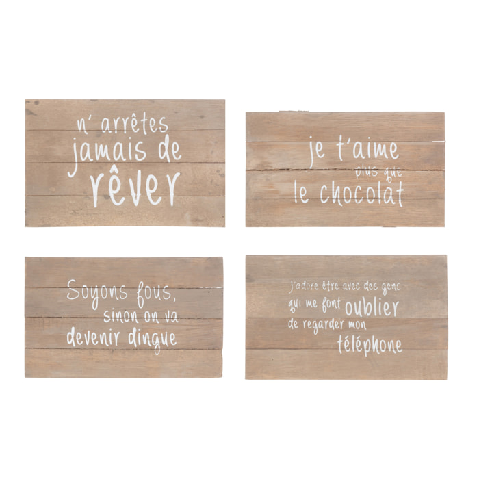 J-Line panneaux Positifs - bois - naturel - 4 pièces