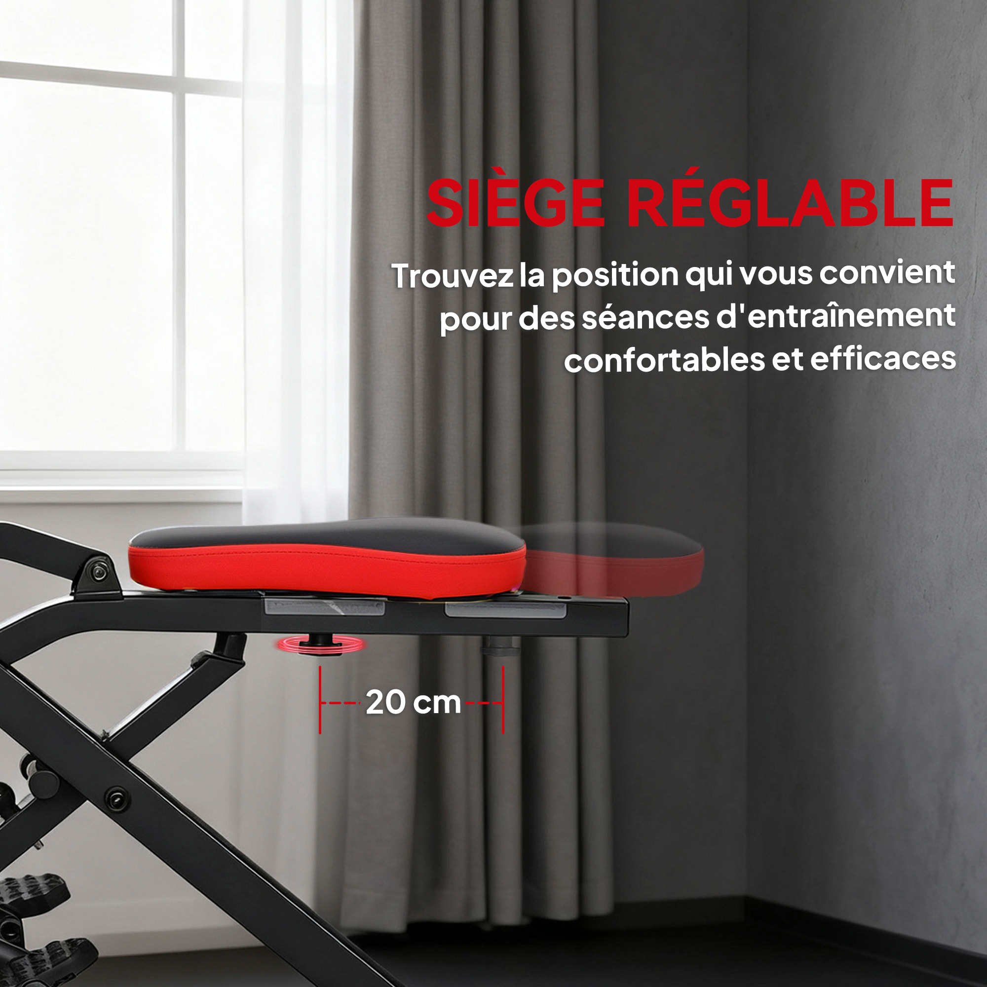 Machine à adominaux - appareil de fitness pliable réglable - rouge noir