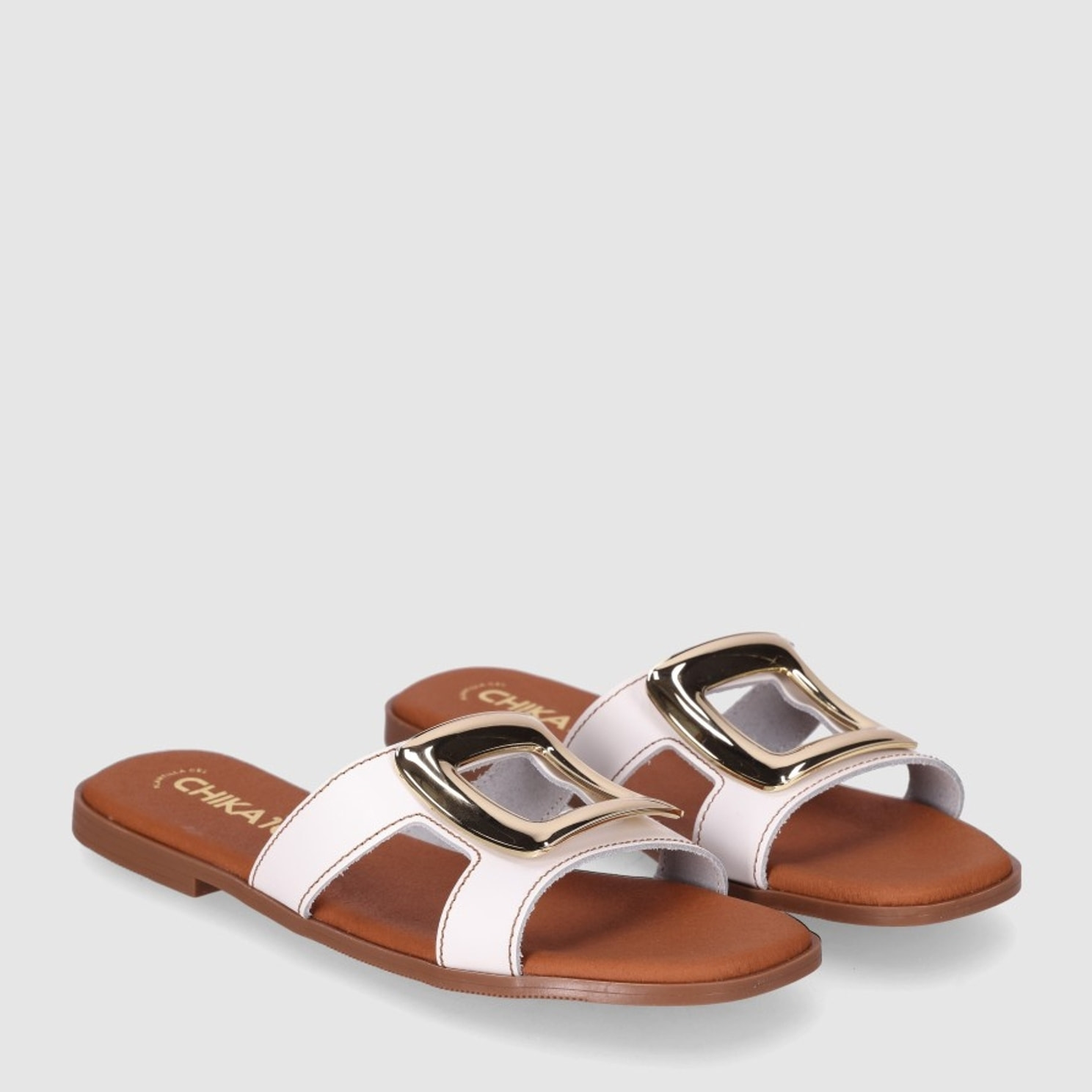 Sandalias de Piel - Blanco - Tacón: Bajo