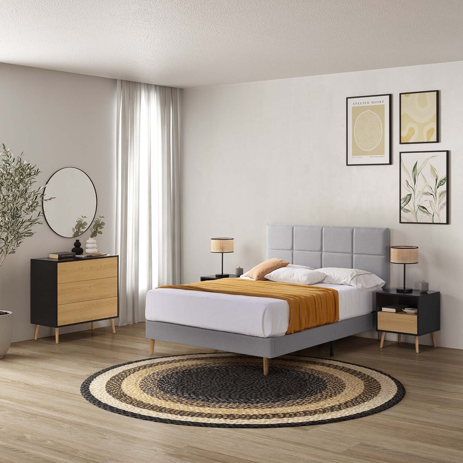 Mesita de noche Apolo 1 cajón Color Negro/Madera