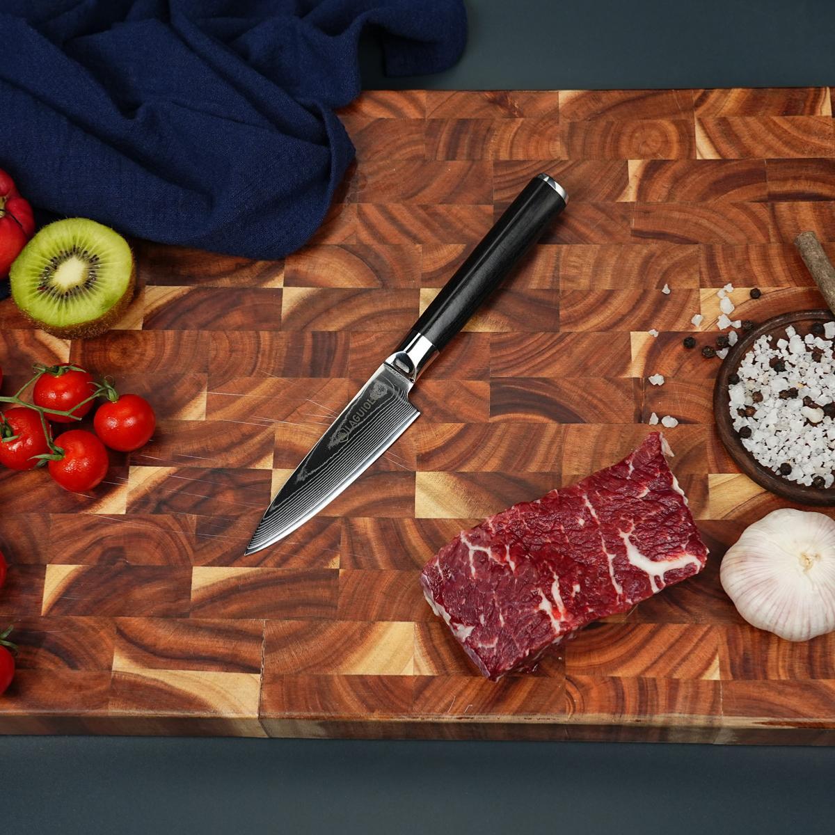 Couteau à légumes noir damas 21cm avec étui - "Core"