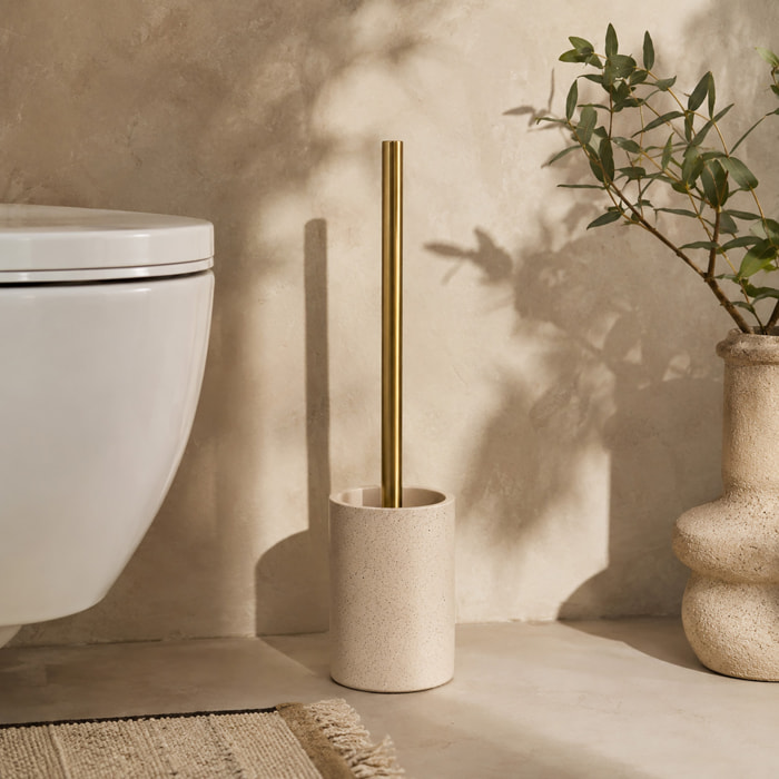 Brosse WC avec support en polyrésine - Naturel