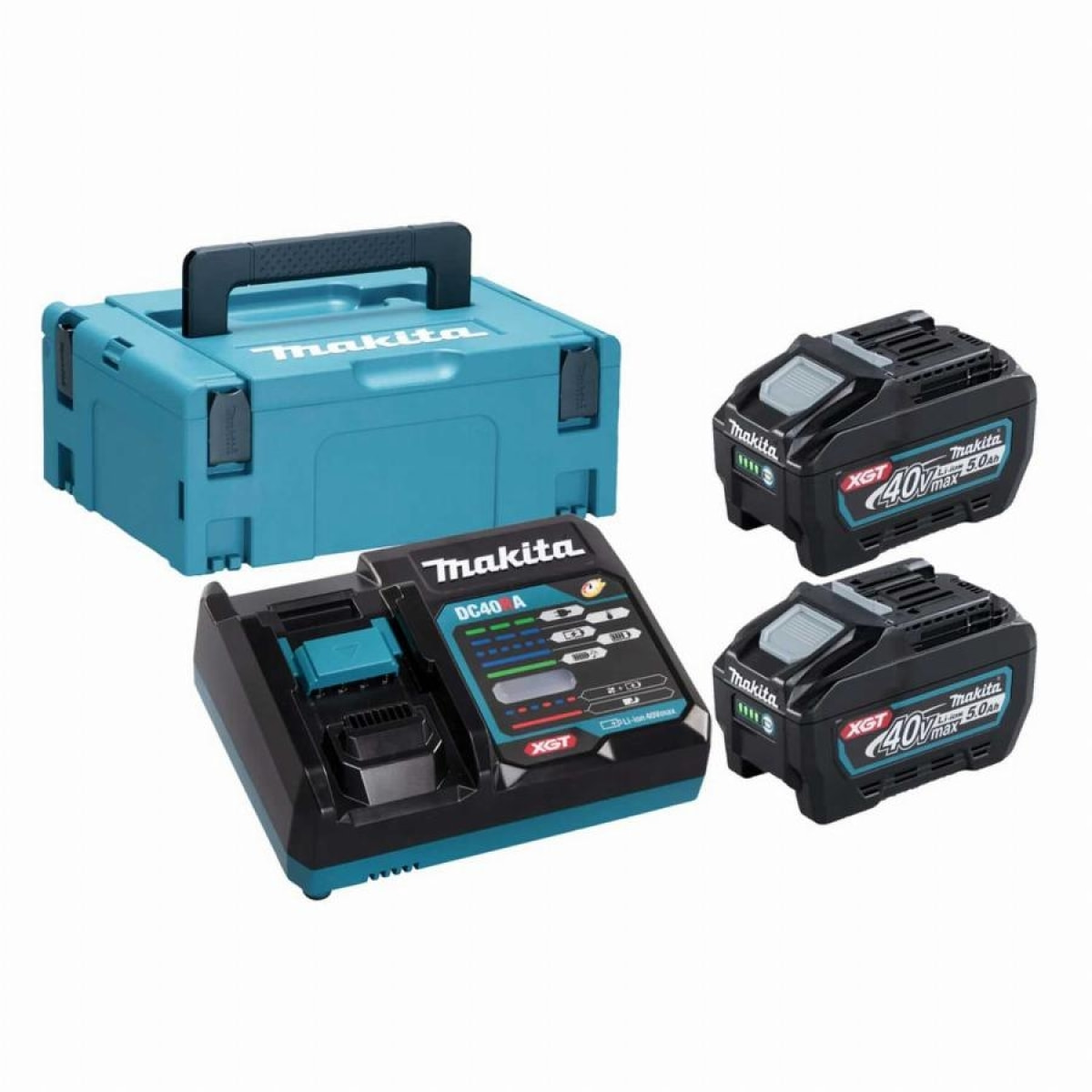 Makita 40V Li-ion MAX Juego de 2 baterías de 5,0 ah - Cargador - Mbox - 191V35-5