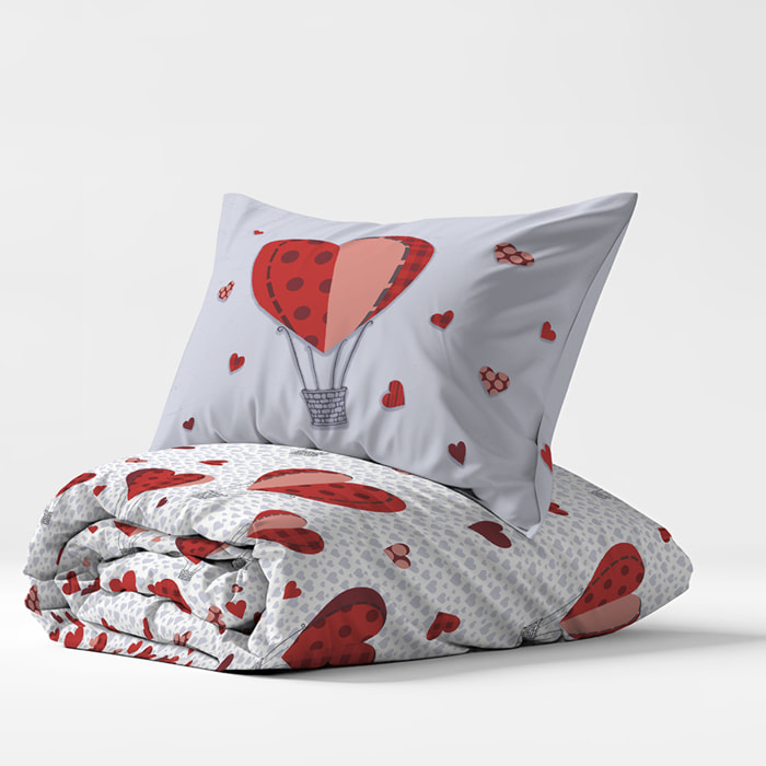 Parure copripiumino mongolfiera rosso 100% cotone