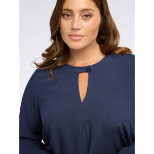 Fiorella Rubino - Blusa de muselina de viscosa con escote de lágrima - Azul