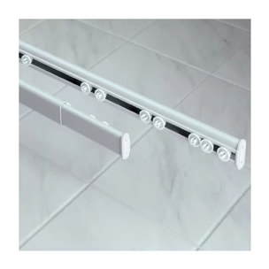 Barre tringle pour rideau de douche ou baignoire extensible sans perçage en Alu SURPRISE 125-210cm Blanc Spirella