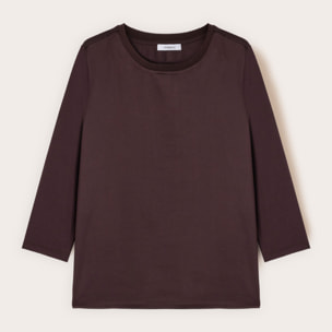 Motivi - Camiseta básica bimateria - Marrón