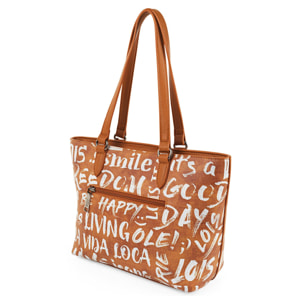 Bolso Shopper-Tote Lois Words Camel