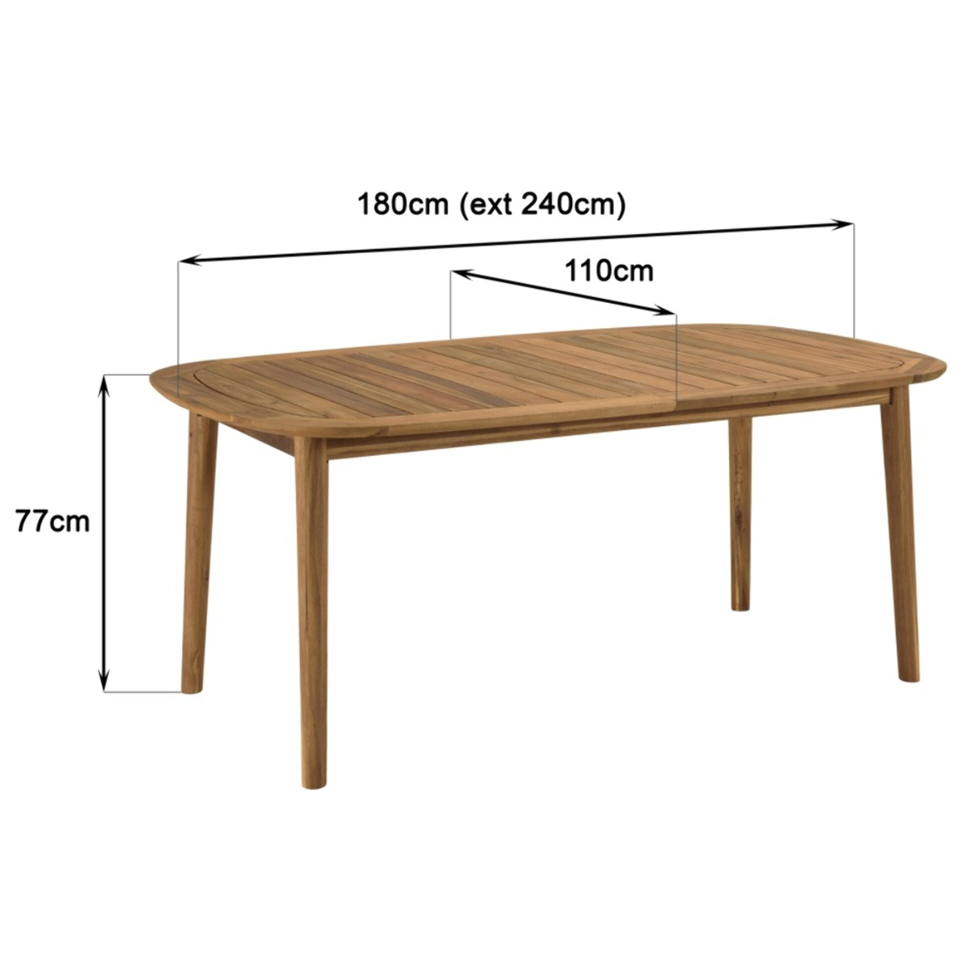 VICK - Table de jardin extensible en acacia huilé 180/240x110cm