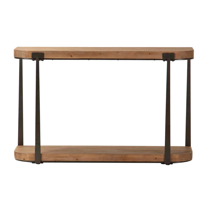 Consola Madera Metal Marron Negro 120x35x75 Cm