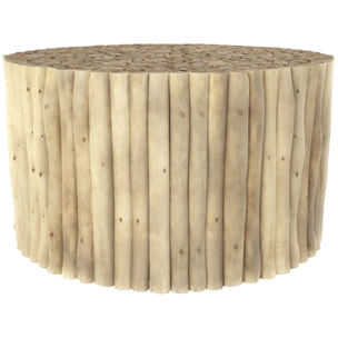 Table basse de jardin ronde en rondins de teck D70 cm - Imani