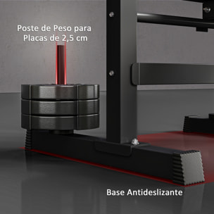 Banco de Musculación Multifuncional Plegable, Banco de Pesas, Press Banca con Soporte para Barras Ajustable y Estación de Dips, Carga 220 kg, para Entrenamiento Completo en Casa Gimnasio