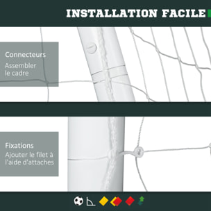 But de football cage de foot but futsal - dim. 3L x 1,2l x 2H m - PVC blanc