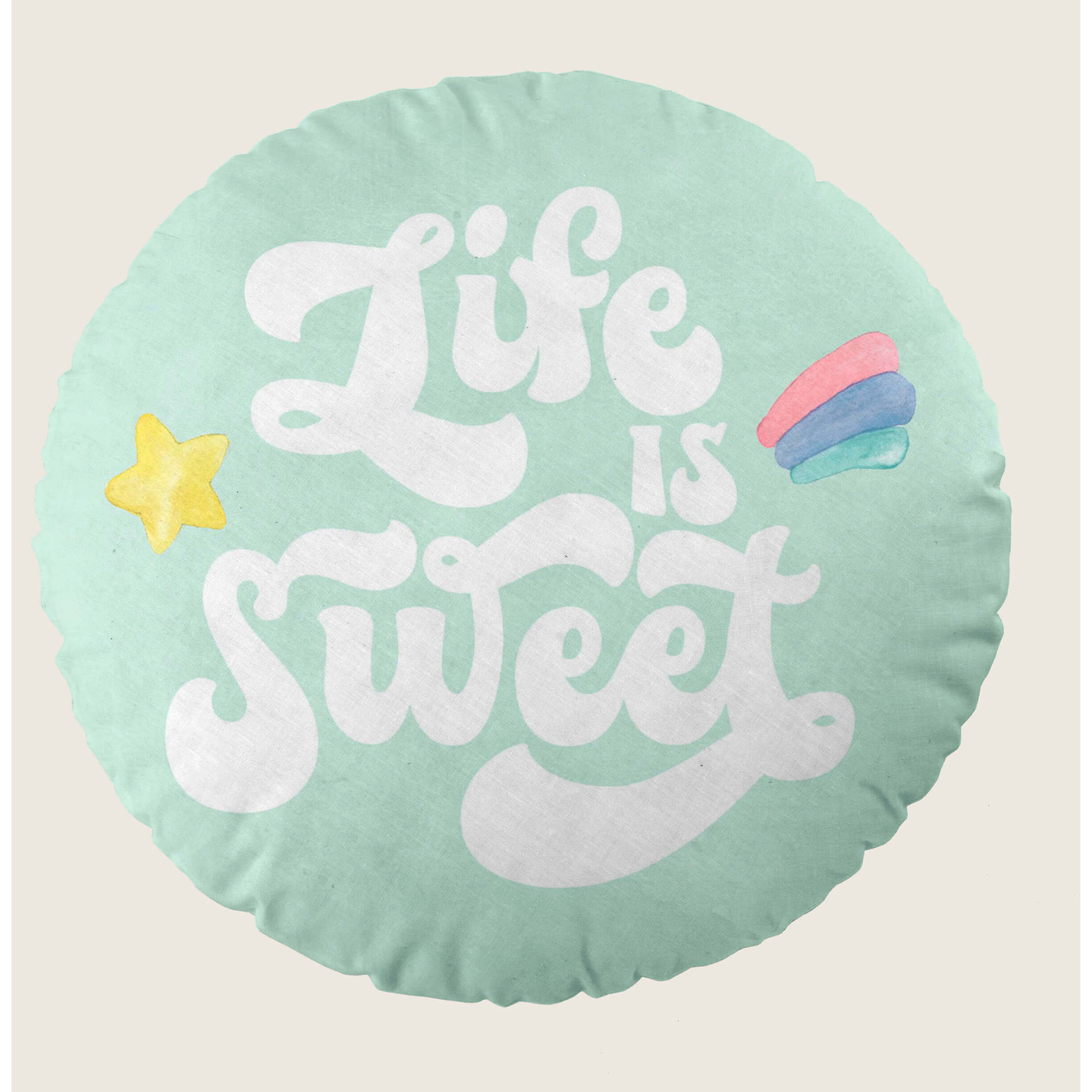 Cool Kids - Cojín Redondo Estampado - Con Relleno - 100% Algodón - Confetti