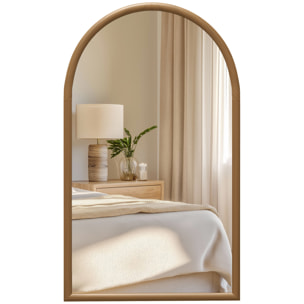 Espejo de Pared 65x110 cm Espejo de Recibidor con Marco de Madera en Forma de Ventana Decoración para Salón Dormitorio Entrada Marrón Oscuro