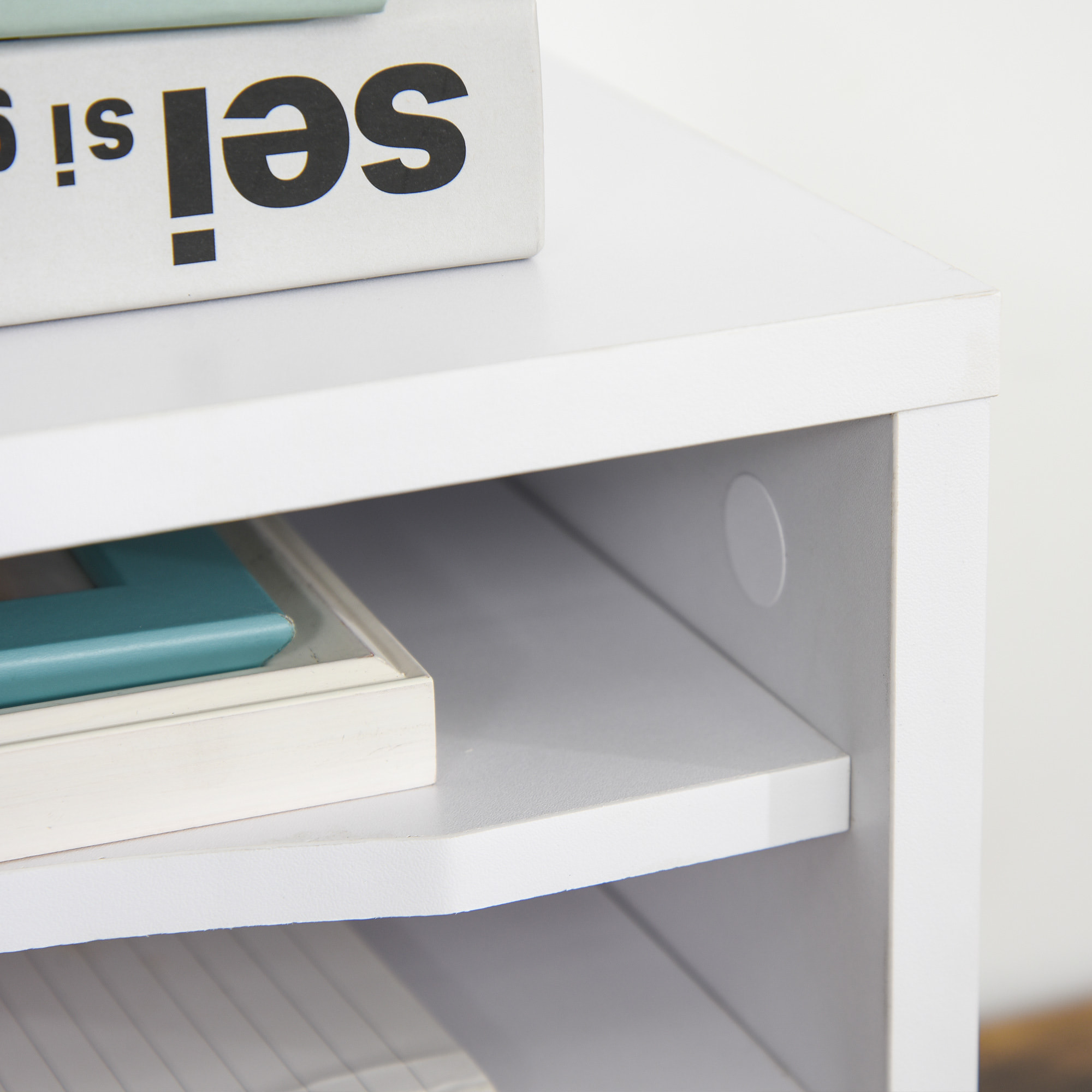 Organiseur bureau bois blanc avec 4 couches fournitures support d'imprimante dim. 35,5L x 25l x 28,6H cm