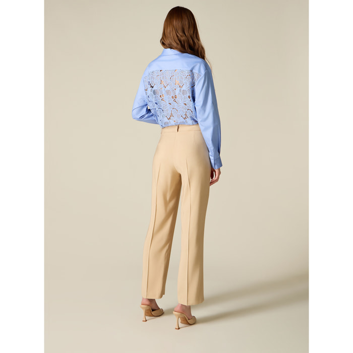 Oltre - Pantalones chinos en mezcla de viscosa - Beige