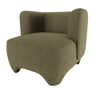 NOA - Fauteuil en laine bouclée vert kaki