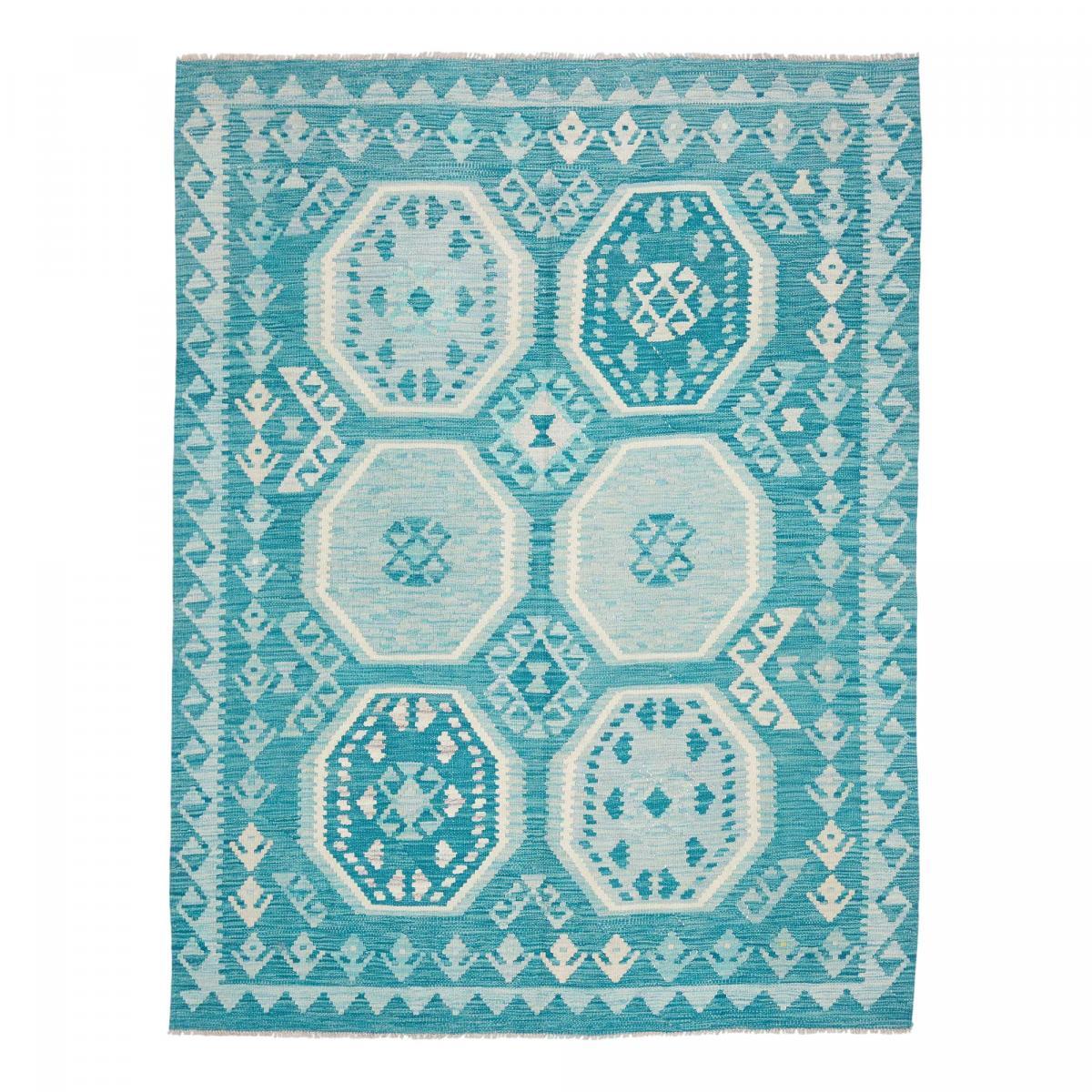 Tapis kilim, motif géométrique authentique, tissage plat en laine
