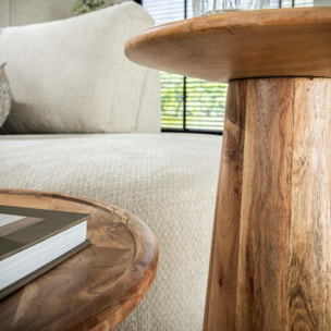 Bout de canapé en bois acacia – pied conique (lot de 2) MELBOURNE