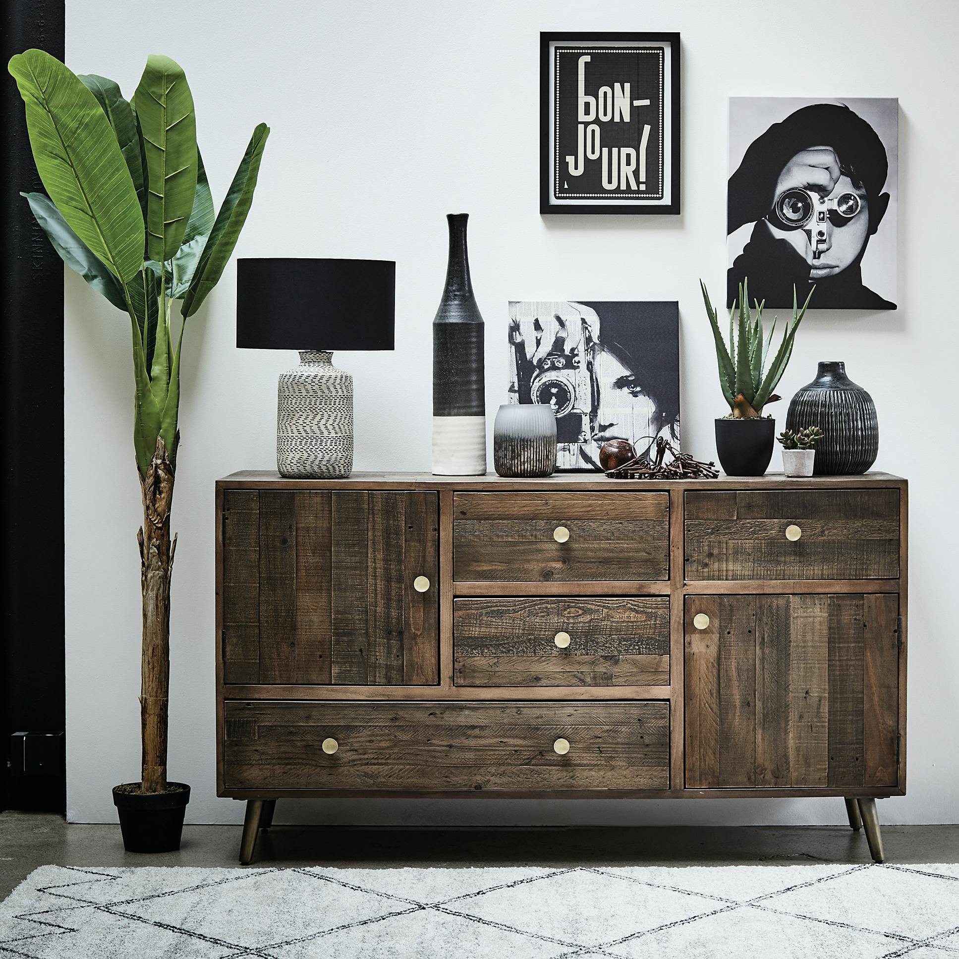 Buffet 152 cm en bois recyclé ADELAIDE