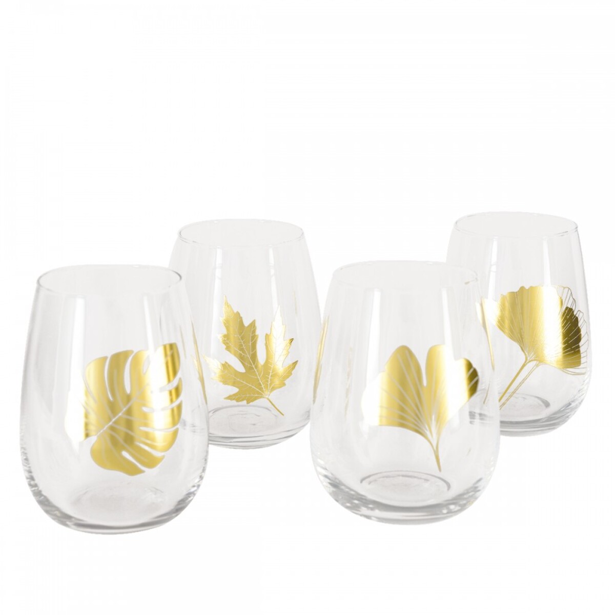 Verres feuilles dorees - lot de 4