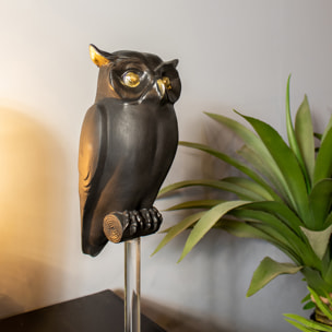 Hibou sur pied noir mat et doré  OWLY BOWLY