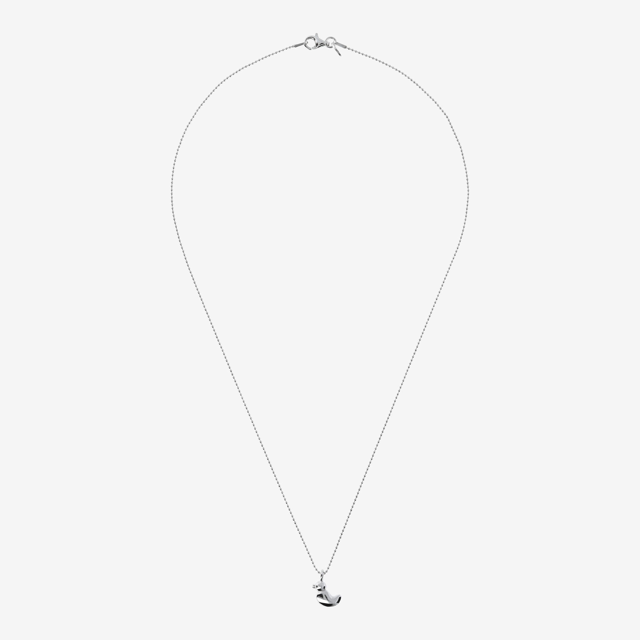Collana a Palline in Argento 925 placcato Platino con Ciondolo Paperella