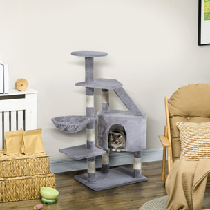Rascador árbol para Gatos de Felpa 55x40x125cm Gris