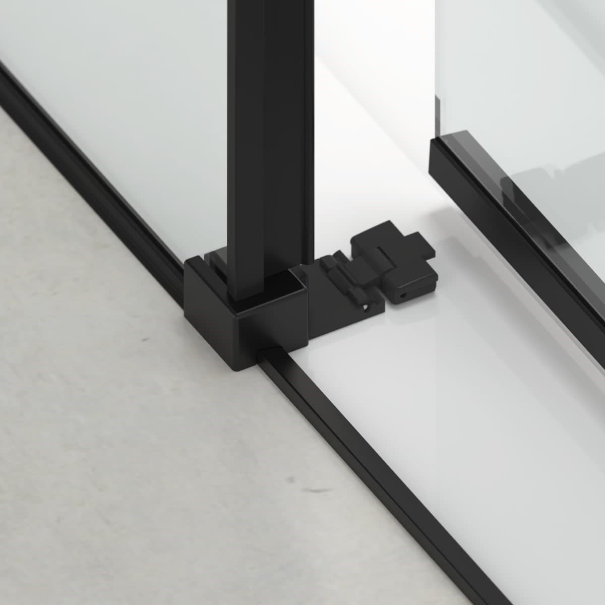 TEX BB ensemble porte coulissante/paroi 100x90cm anticalcaire avec profilés noir mat (SIKOTEXDBB100S90C)