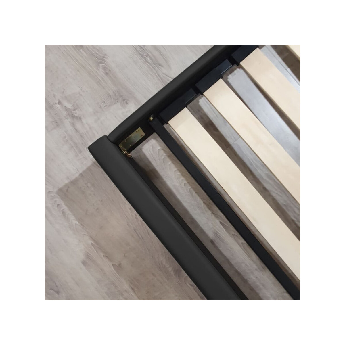 Ensemble lit matelas et sommier 160x200 cm en simili noir - BIANCA