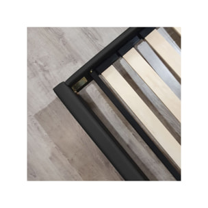 Ensemble lit matelas et sommier 160x200 cm en simili noir - BIANCA