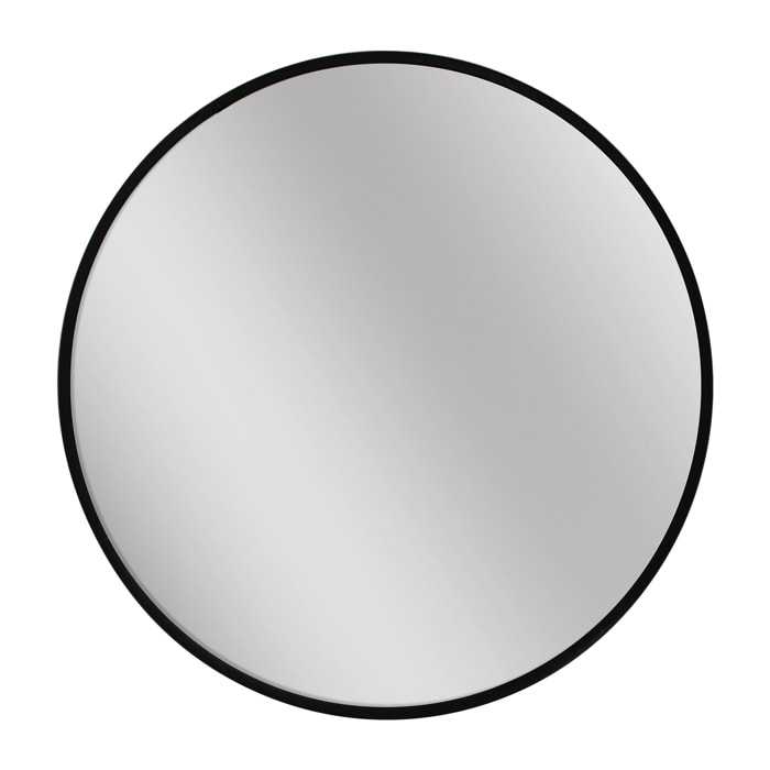 Espejo redondo Halo aluminio negro 80x80x5 cm