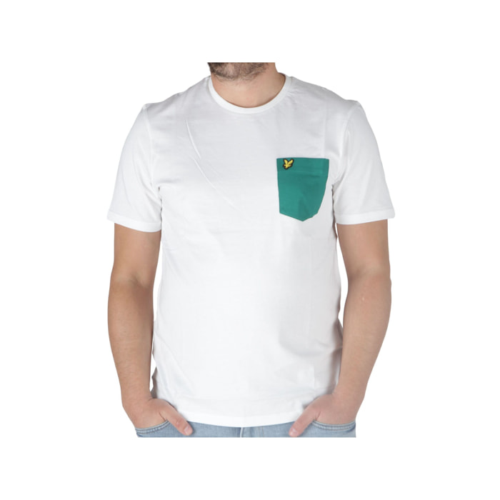 T-Shirt Lyle & Scott Contrast Pocket T-shirt White Court Green Bianco