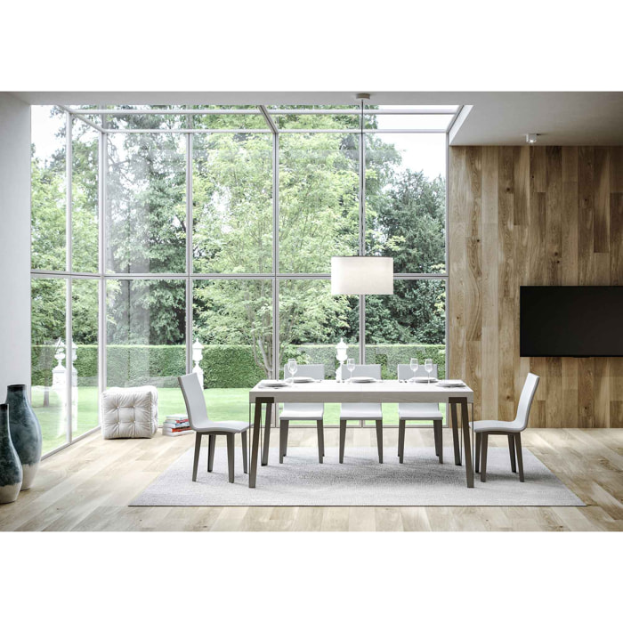 Tavolo allungabile 90x200/304 cm Rio bianco frassino telaio Antracite