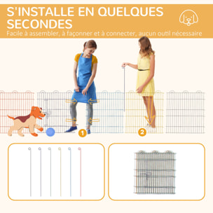 Parc enclos modulable pour chien animaux porte verrouillable 6 panneaux dim. panneau 59L x 60H cm métal multicolore