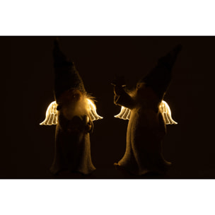 J-Line figurine de Noël Ange - polyrésine - gris - large - 2 pcs