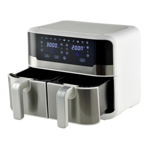 MasterPro Rocket Duo 900 Freidorade aire Color Blanco de 9 L y 2400W, Pantalla LED Táctil y Cesta Antiadherente 11 Funciones