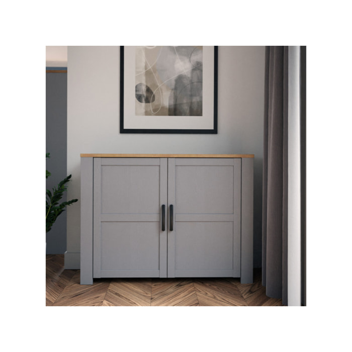 Buffet salon salle à manger bois gris 2 portes L116 cm - ST MALO