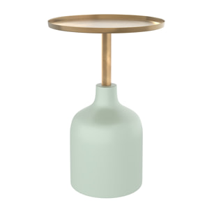 Table d'appoint ronde en métal  vert d'eau et laiton D40 cm - Lyne