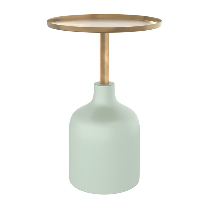 Table d'appoint ronde en métal  vert d'eau et laiton D40 cm - Lyne