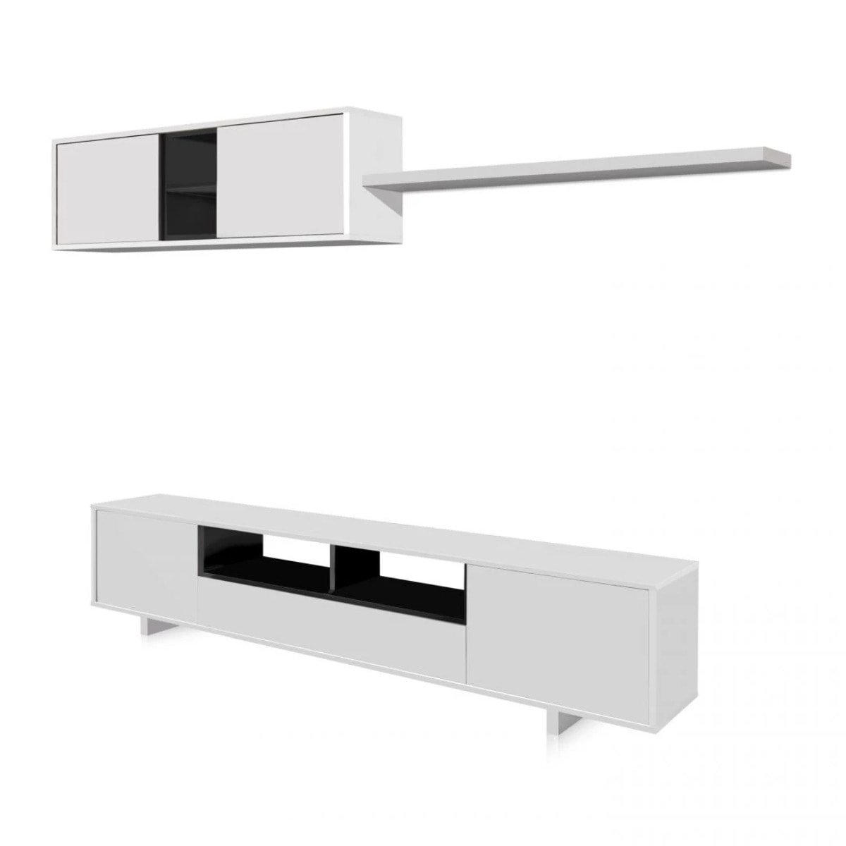 Salón Belus Blanco Brillo - Gris Antracita