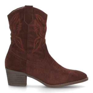 Botas cowboy bordadas con tacón ancho para mujer