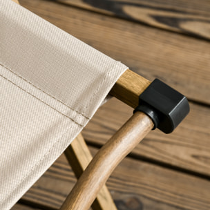 Chaise de plage camping pliante - poignée - structure acier aspect bois oxford beige