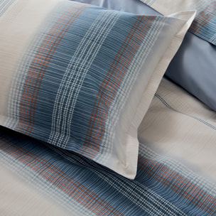 Taie d’oreiller percale de coton dégradé rayé - Bleu