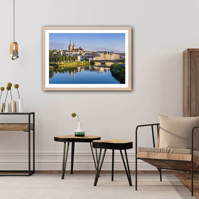 Affiche deco ville bayonne Affiche + cadre en bois - Chêne