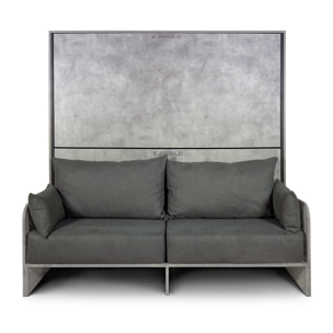 Lit escamotable horizontal superposé 2 couchages 85 Kando Sofà avec matelas Gris Béton - ALESSIA 20
