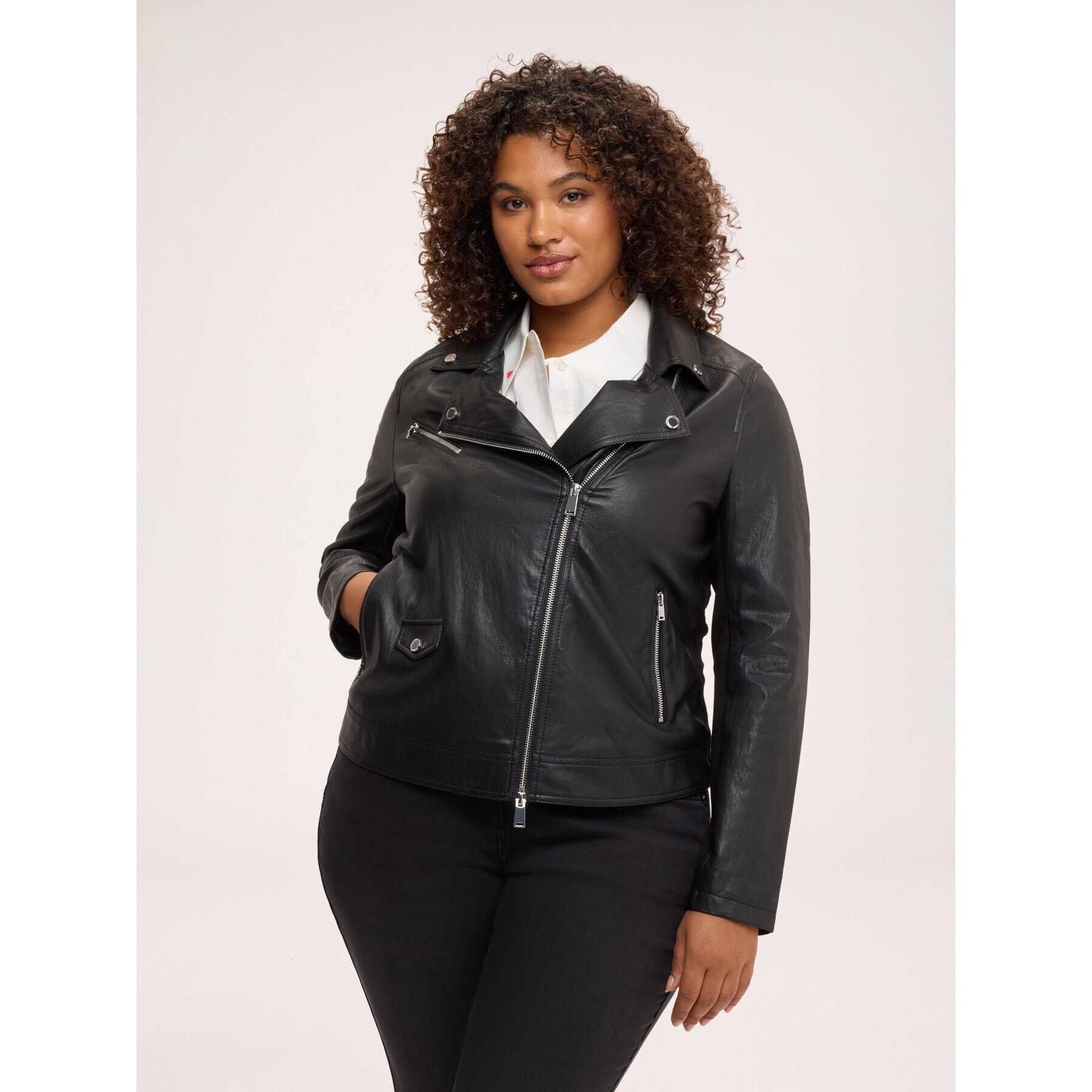 Fiorella Rubino - Giacca biker con zip asimmetrica - Nero